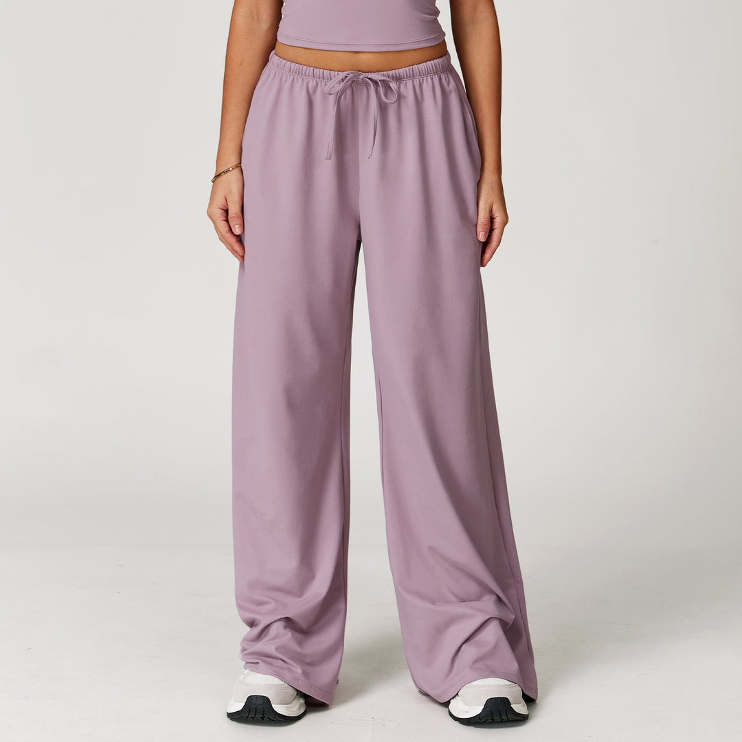 Elastic Waist Drawstring Wide-Leg Pants