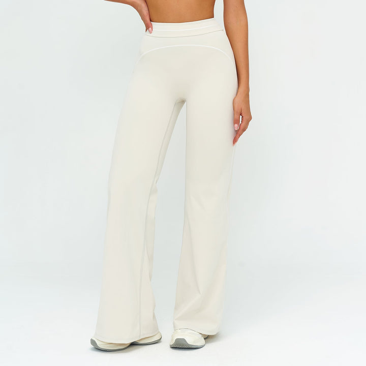 Contrast-Stitch Straight Leg Pants
