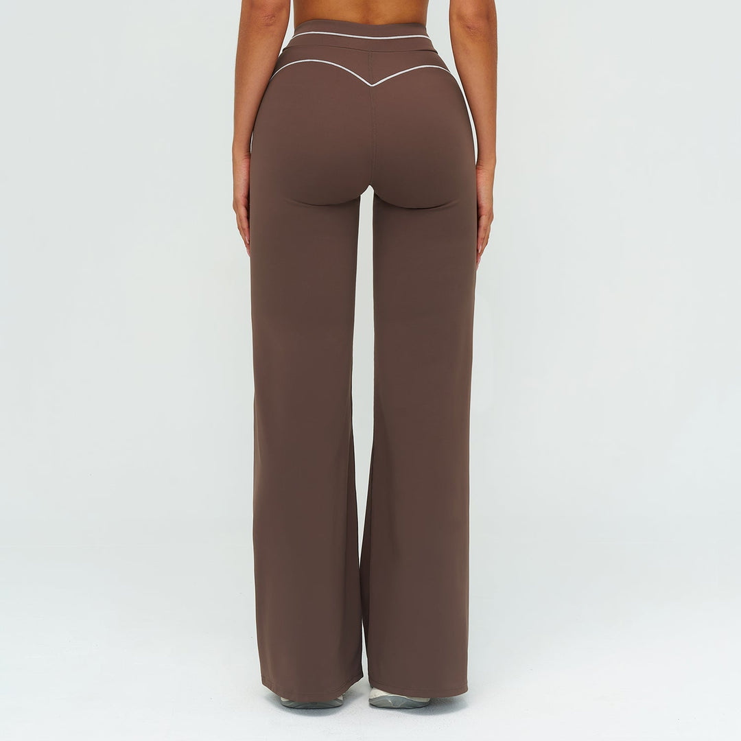 Contrast-Stitch Straight Leg Pants