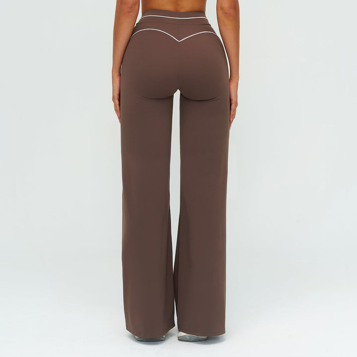 Contrast-Stitch Straight Leg Pants
