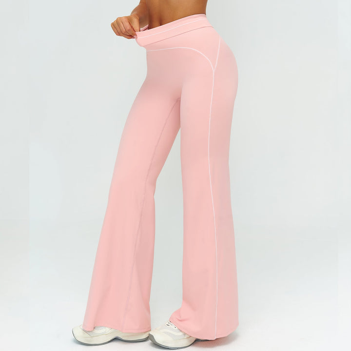 Contrast-Stitch Straight Leg Pants