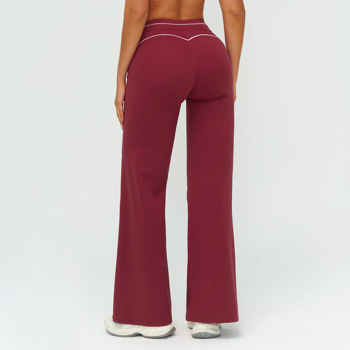 Contrast-Stitch Straight Leg Pants