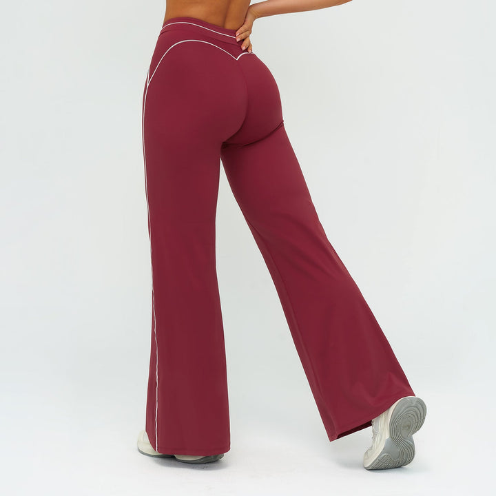 Contrast-Stitch Straight Leg Pants