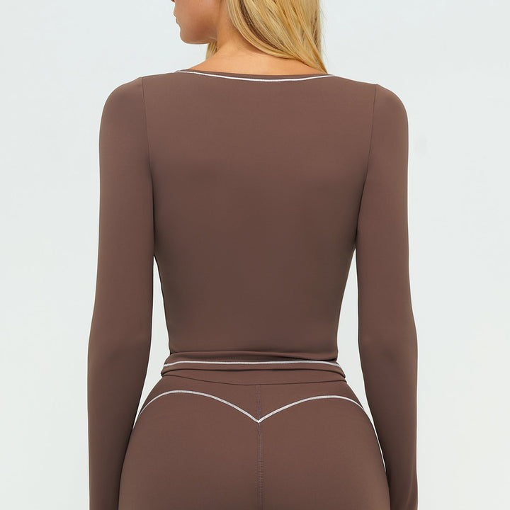 Contrast-Stitch Long-Sleeve Top