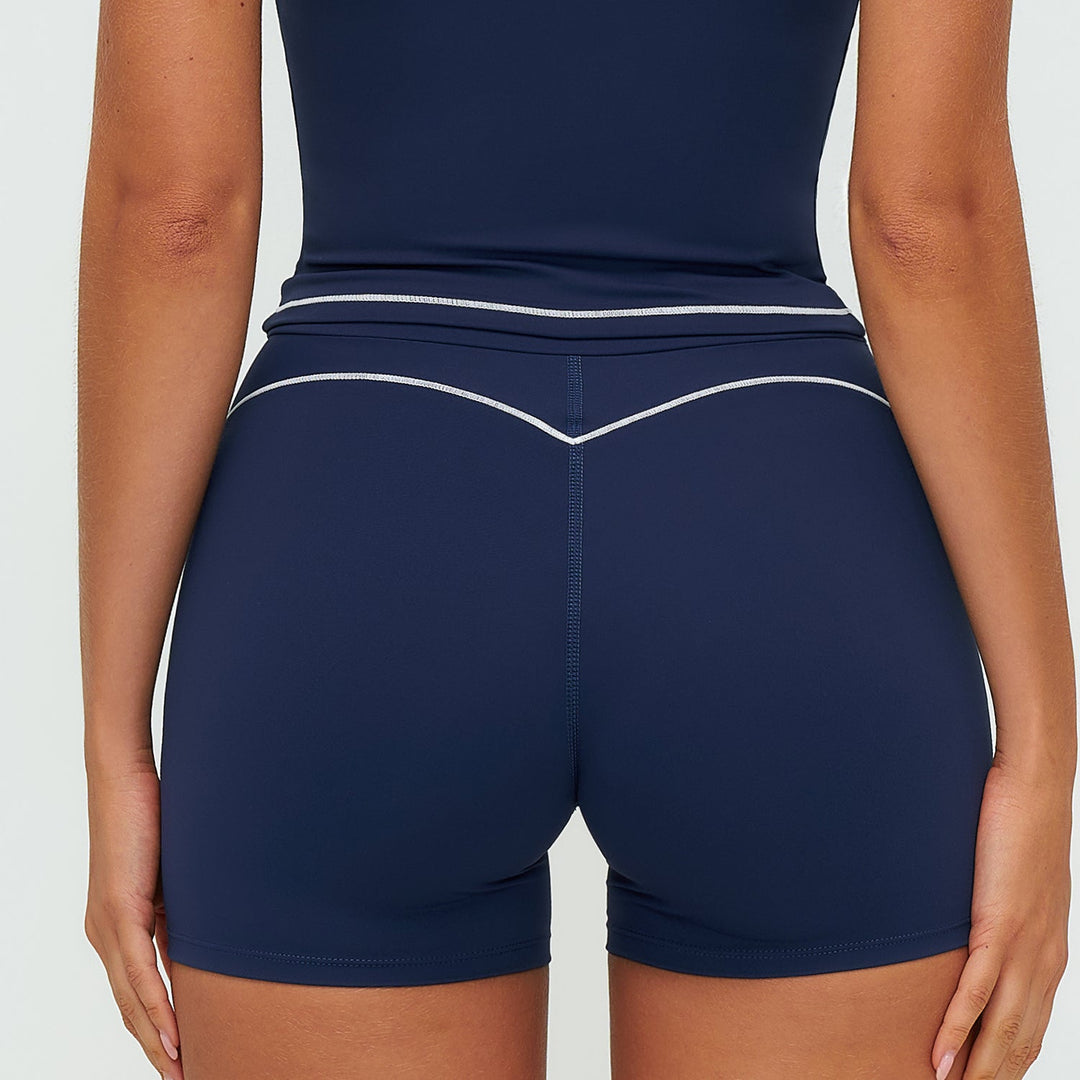 Contrast-Stitch Fitness Shorts