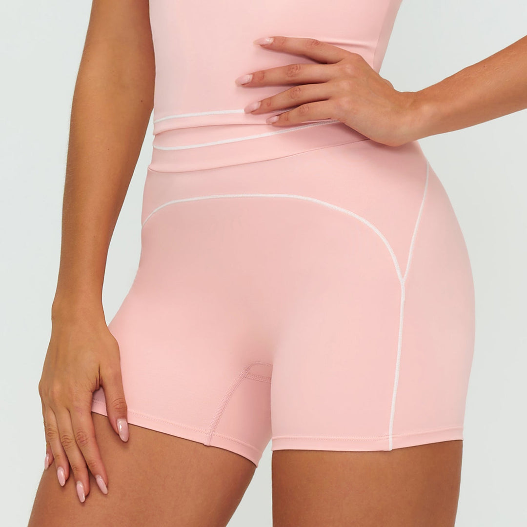 Contrast-Stitch Fitness Shorts