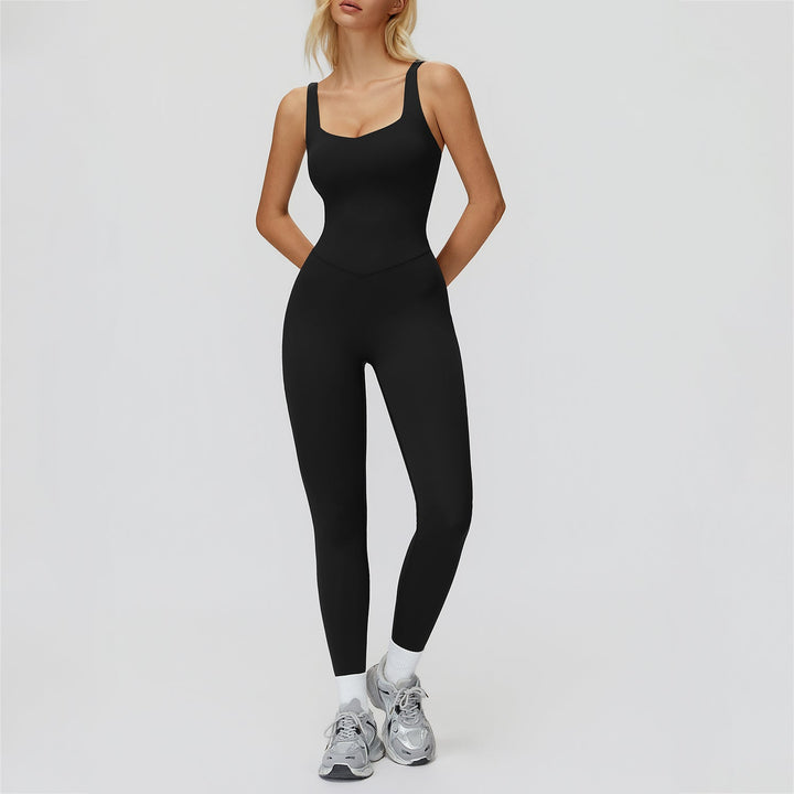 Cross-Back Open-Back Active Jumpsuit