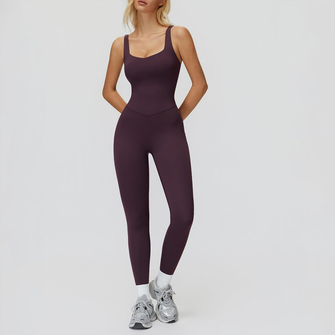 Cross-Back Open-Back Active Jumpsuit
