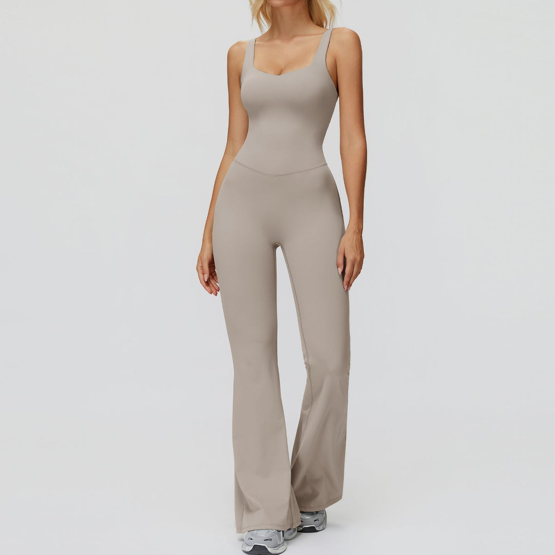 Cross-Back Open-Back Flare Jumpsuit