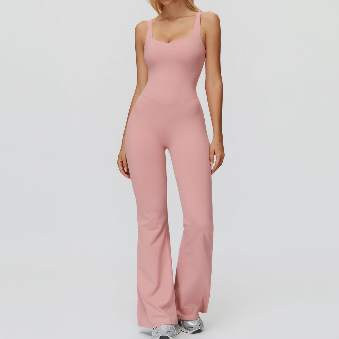 Cross-Back Open-Back Flare Jumpsuit