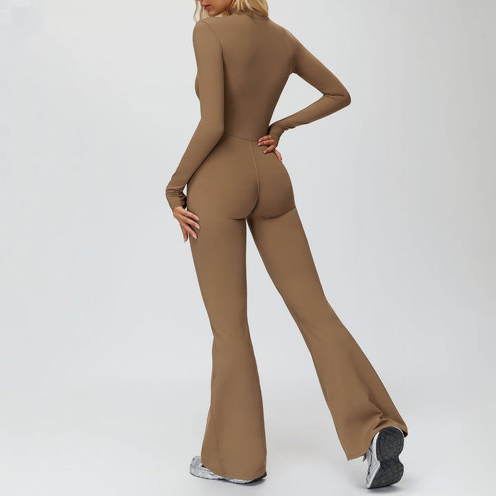 Fleece-Lined Zip-Up Flare Jumpsuit