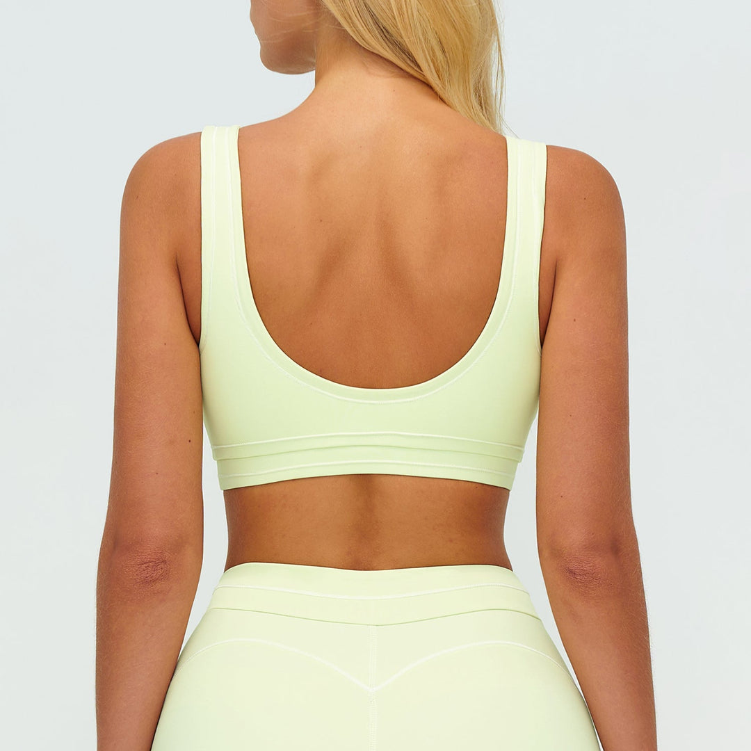 Contrast-Stitch U-Back Sports Bra