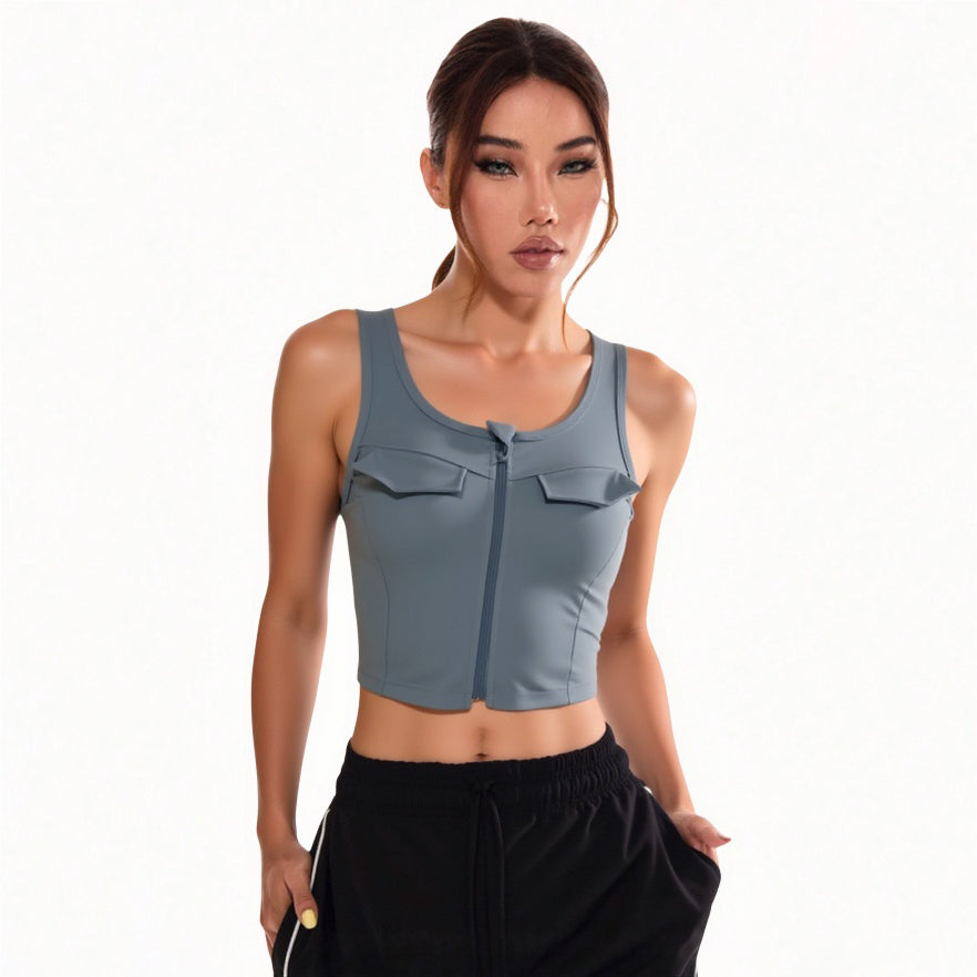 Cargo Style Cropped Sports Tank Top