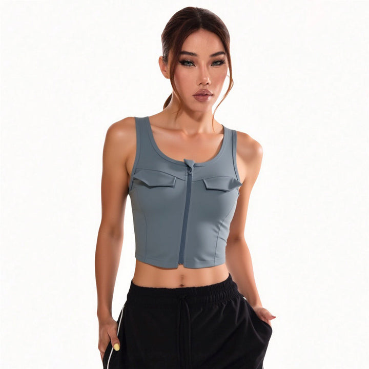 Cargo Style Cropped Sports Tank Top