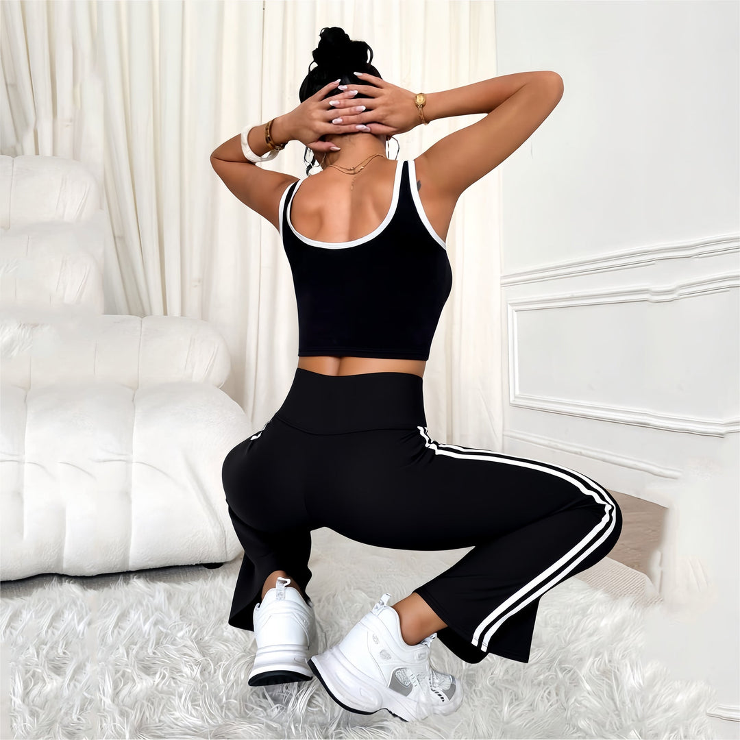 Color-Block Trim Flare Sports Pants
