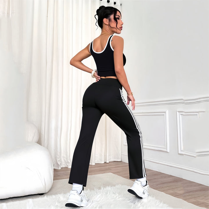 Color-Block Trim Flare Sports Pants