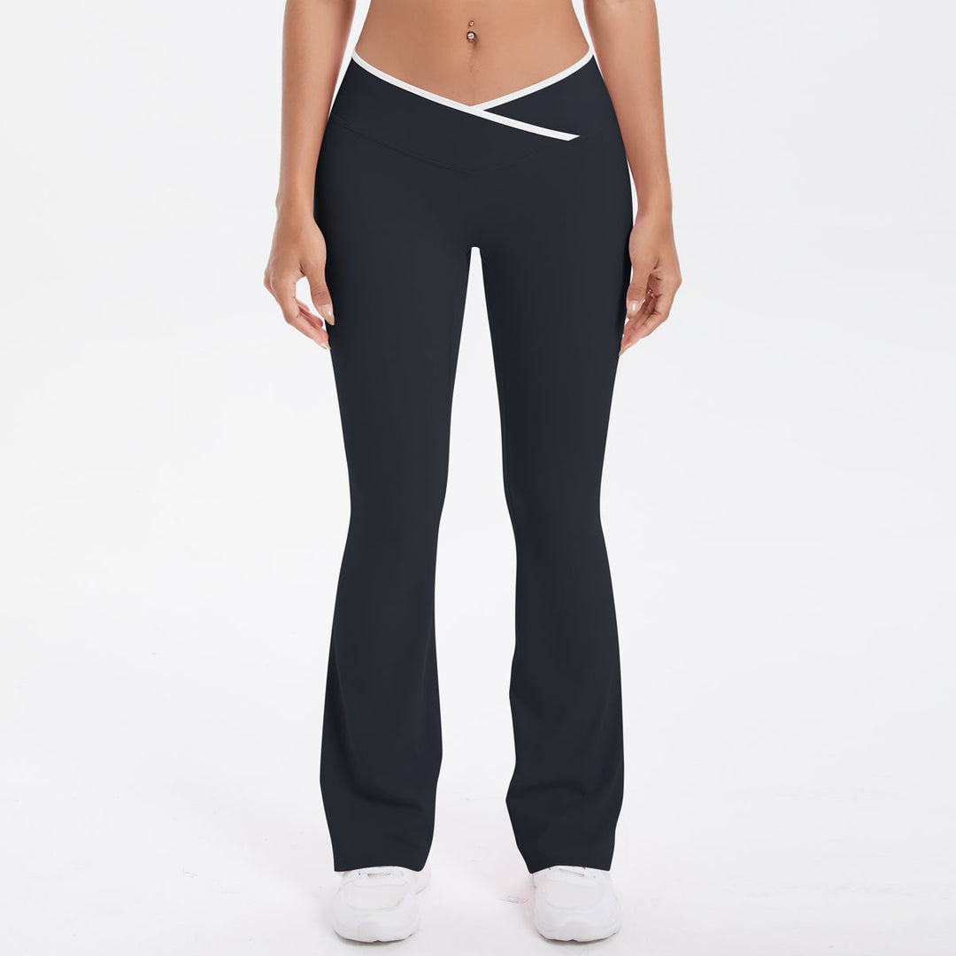 Colorblock V-Waist Cross Sports Flare Leggings