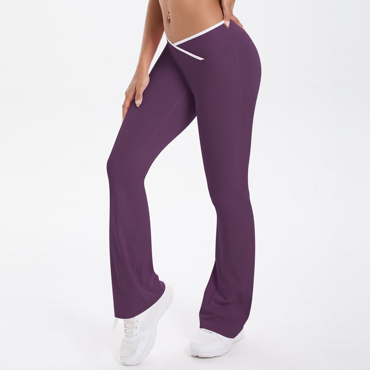 Colorblock V-Waist Cross Sports Flare Leggings