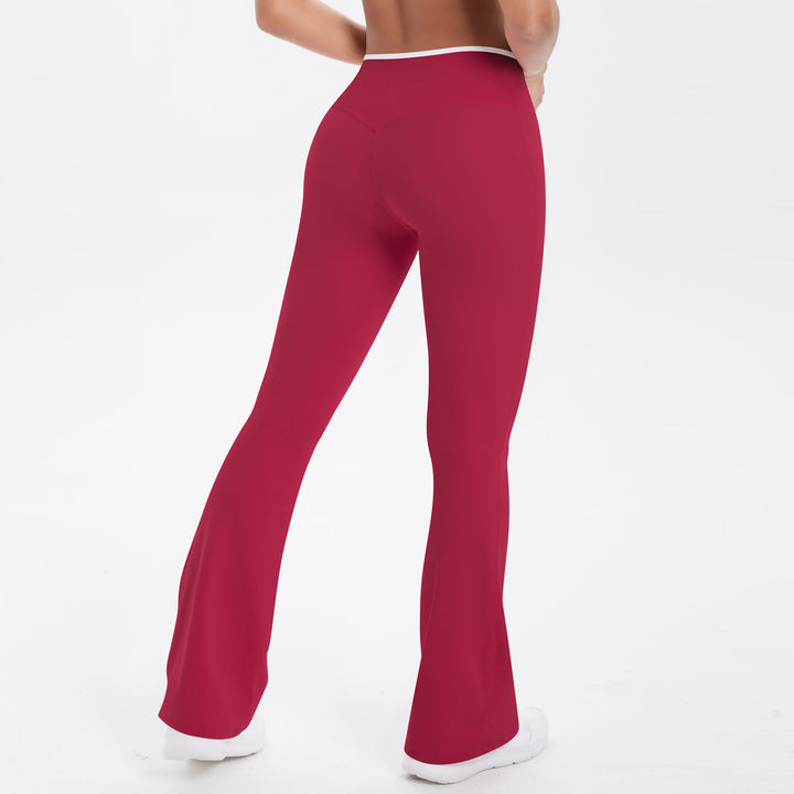 Colorblock V-Waist Cross Sports Flare Leggings