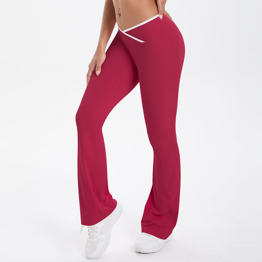 Colorblock V-Waist Cross Sports Flare Leggings