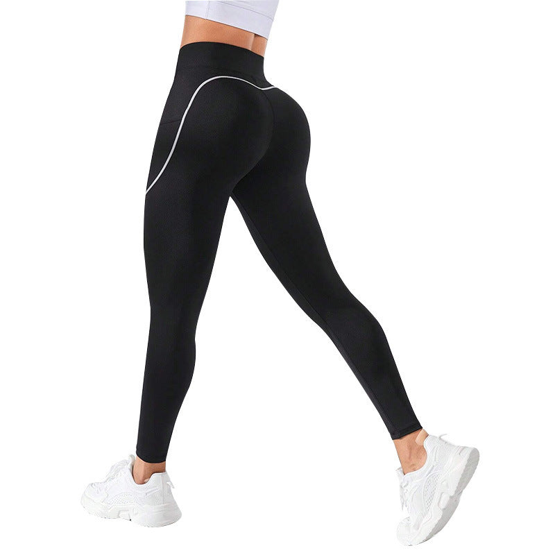 Contrast Stitching High-Waisted Workout Leggings