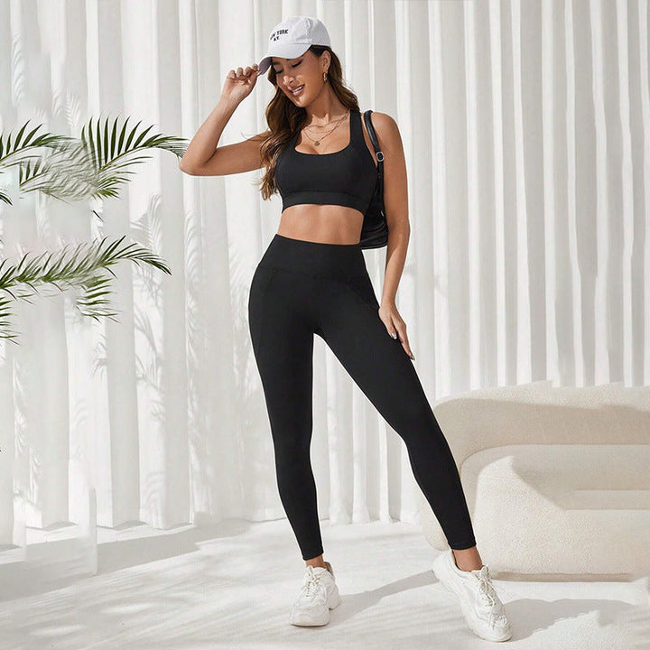 Contrast Stitching High-Waisted Workout Leggings