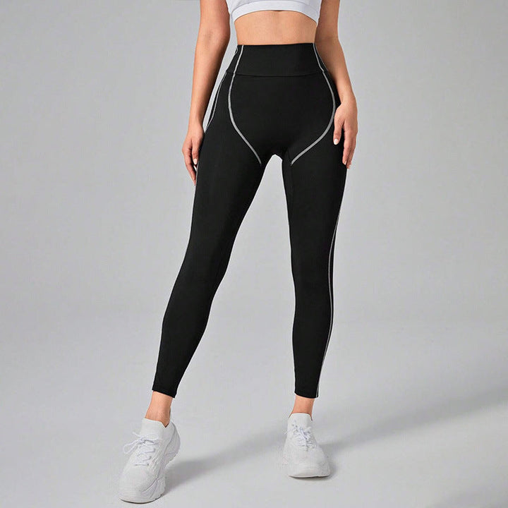 Contrast Stitching High-Waisted Workout Leggings