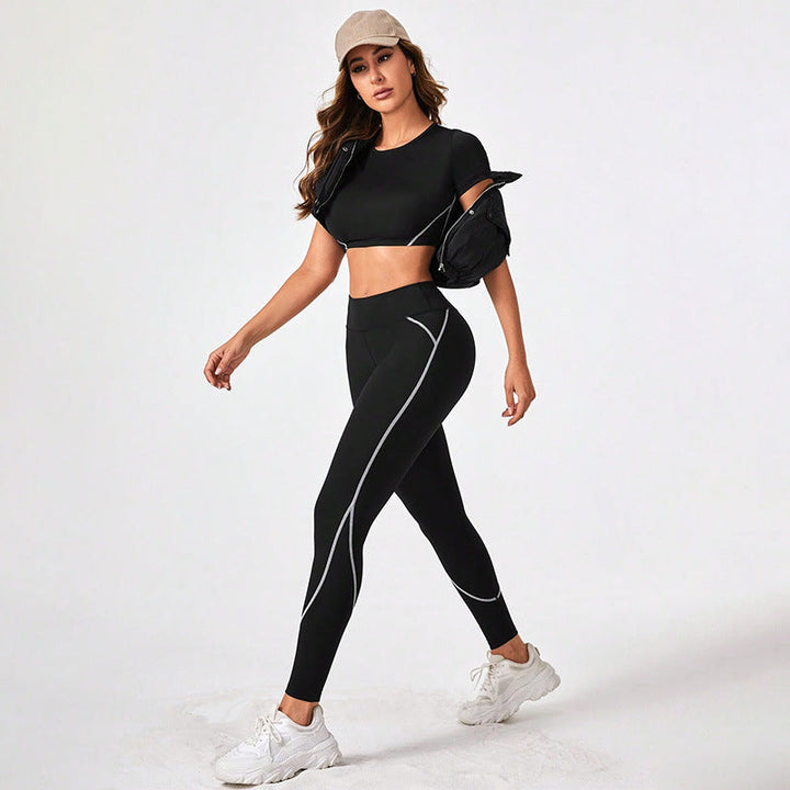 Contrast Stitching High-Waisted Workout Leggings