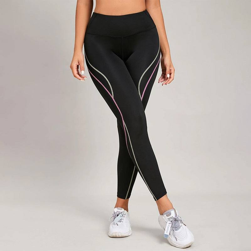 Contrast Stitching High-Waisted Workout Leggings