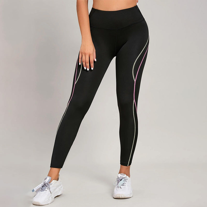 Contrast Stitching High-Waisted Workout Leggings