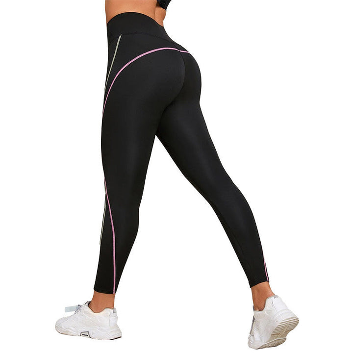 Contrast Stitching High-Waisted Workout Leggings