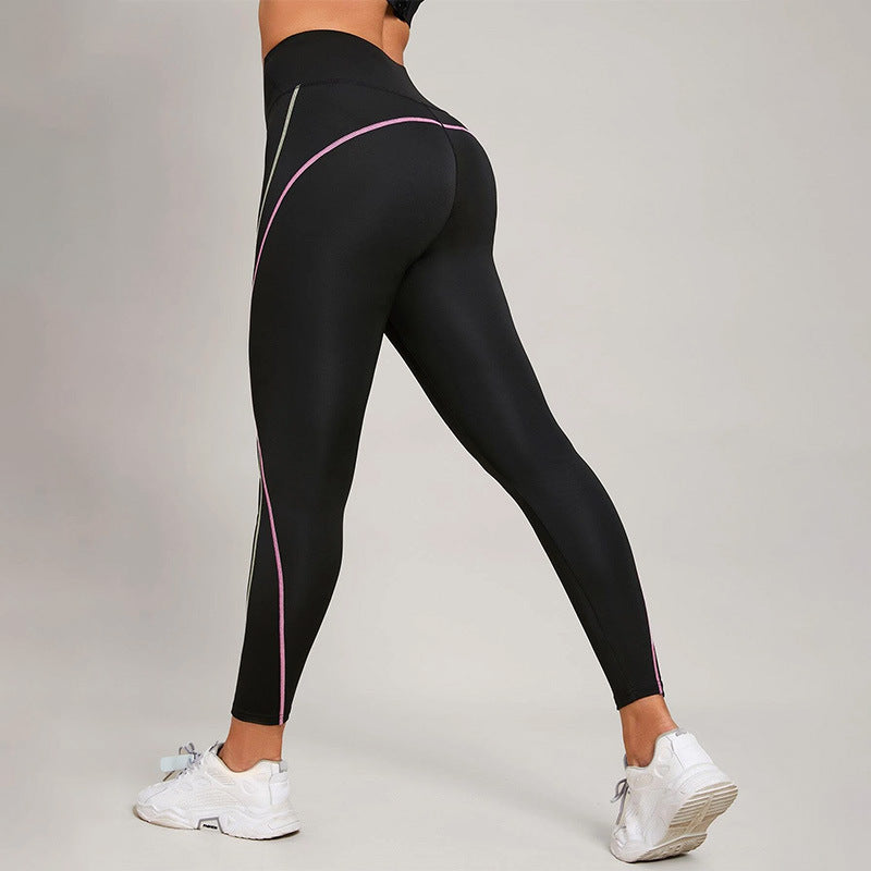 Contrast Stitching High-Waisted Workout Leggings