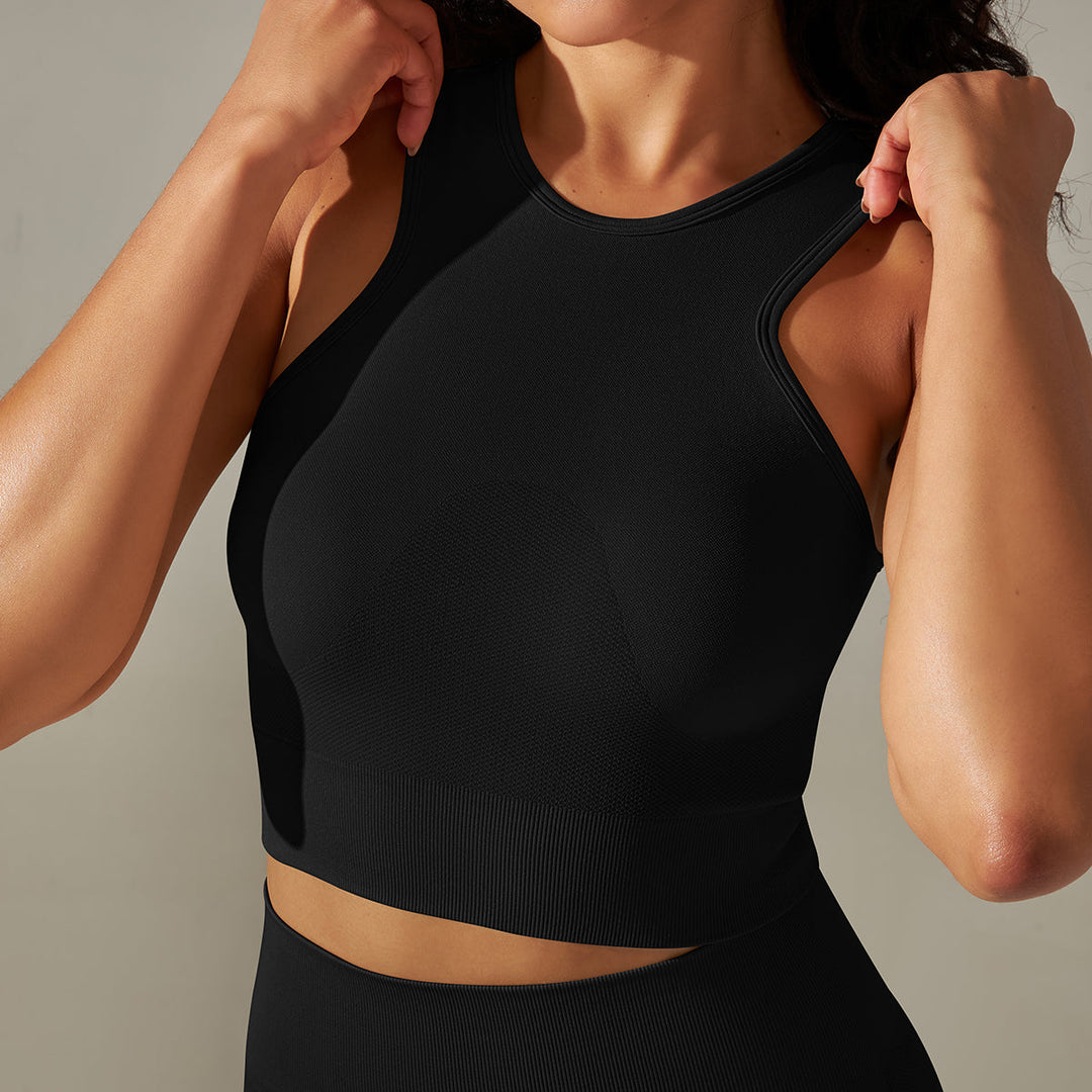 Cropped Sports Tank with Built-in Bra