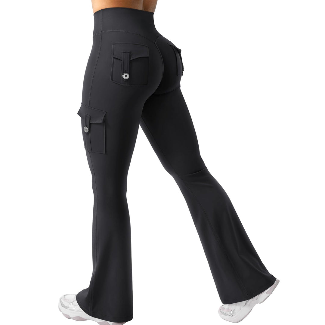 Cargo-Style High-Waist Flare Leggings