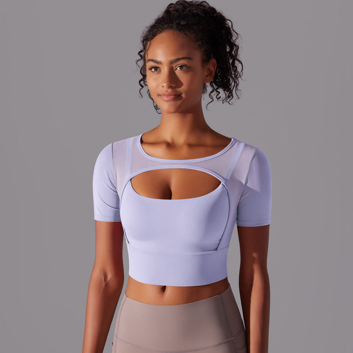 Mesh Long Sleeve Sexy Top with Built-in Bra