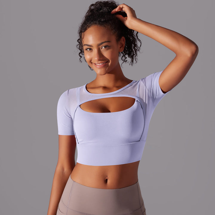 Mesh Long Sleeve Sexy Top with Built-in Bra