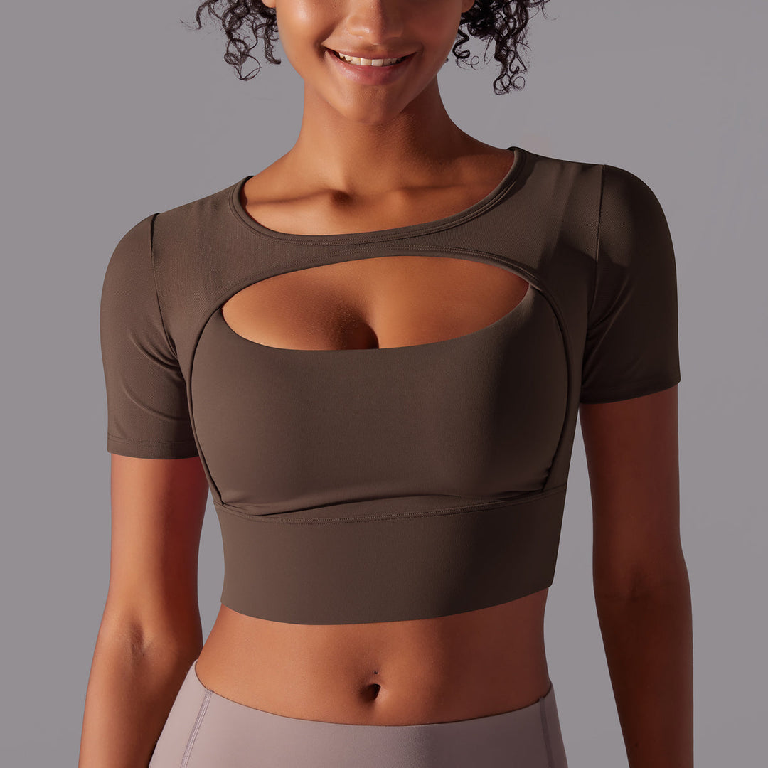 Mesh Long Sleeve Sexy Top with Built-in Bra