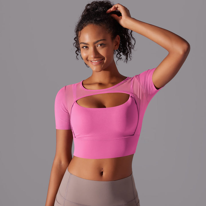 Mesh Long Sleeve Sexy Top with Built-in Bra