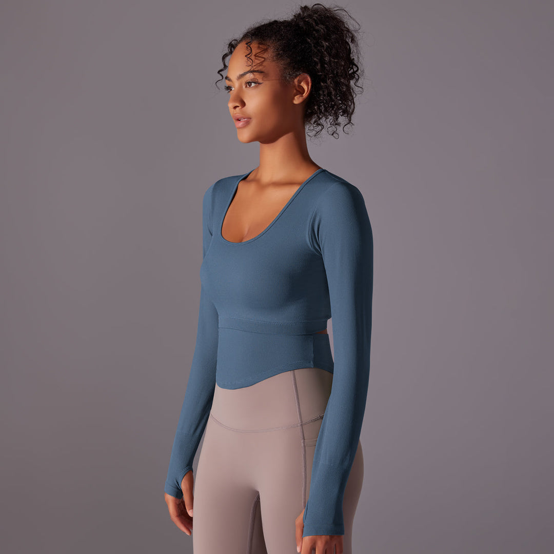 Ribbed Seamless Long Sleeve Workout Top