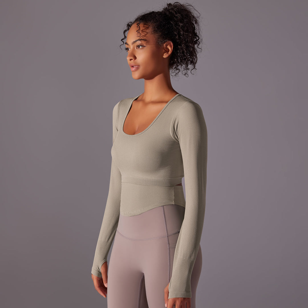 Ribbed Seamless Long Sleeve Workout Top