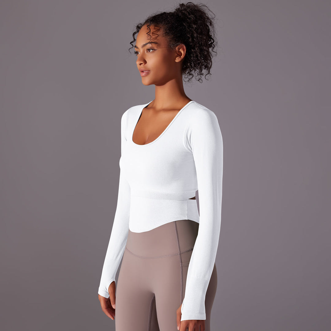 Ribbed Seamless Long Sleeve Workout Top