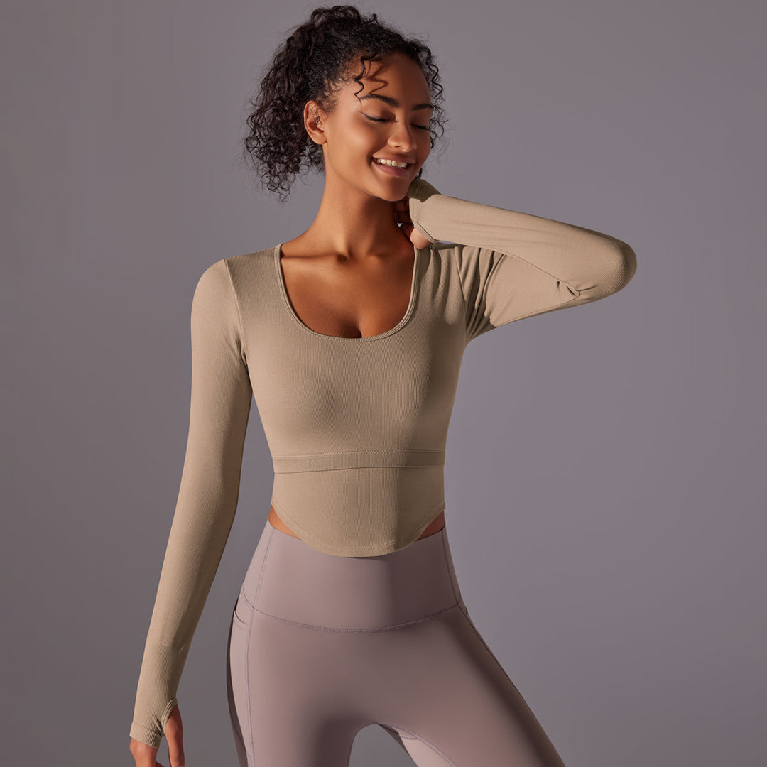 Ribbed Seamless Long Sleeve Workout Top