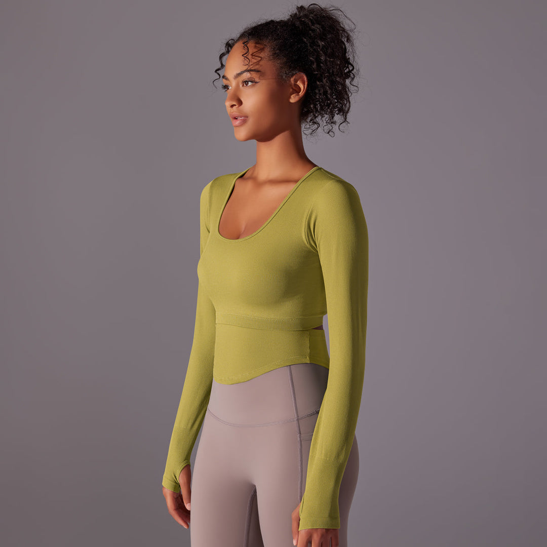 Ribbed Seamless Long Sleeve Workout Top