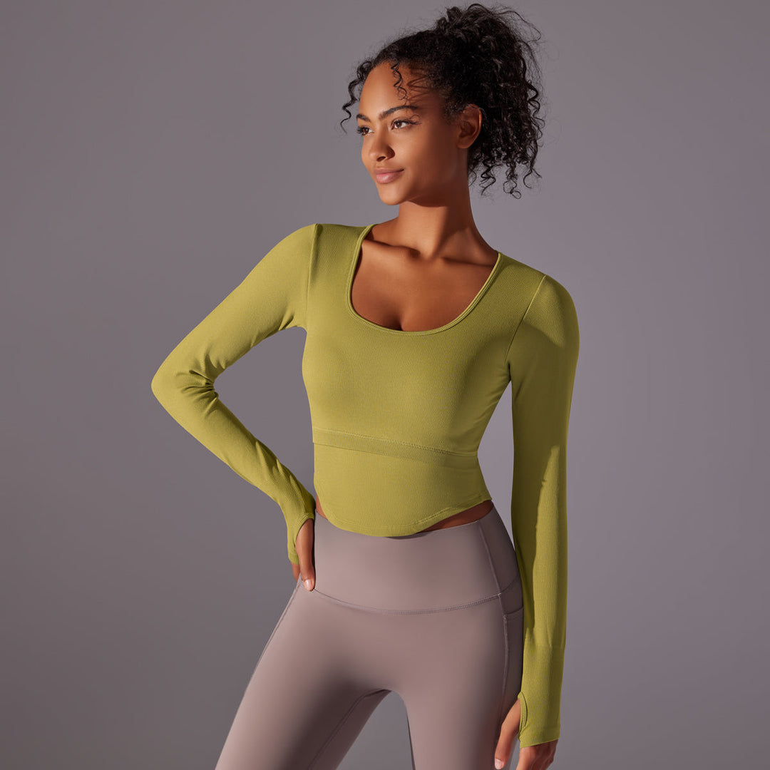 Ribbed Seamless Long Sleeve Workout Top