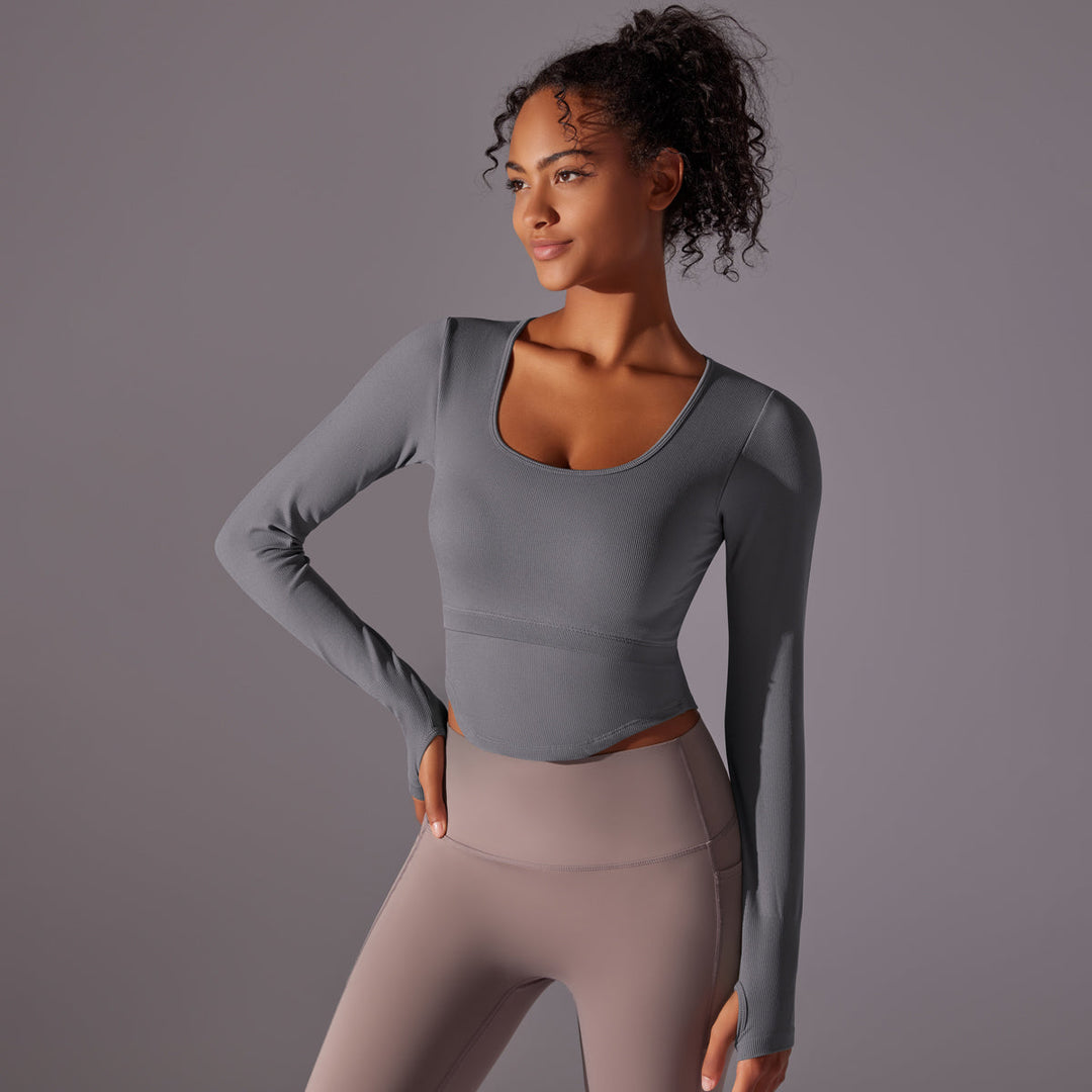 Ribbed Seamless Long Sleeve Workout Top