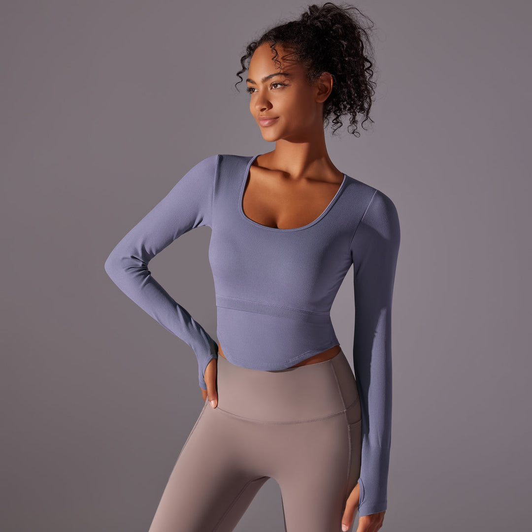 Ribbed Seamless Long Sleeve Workout Top