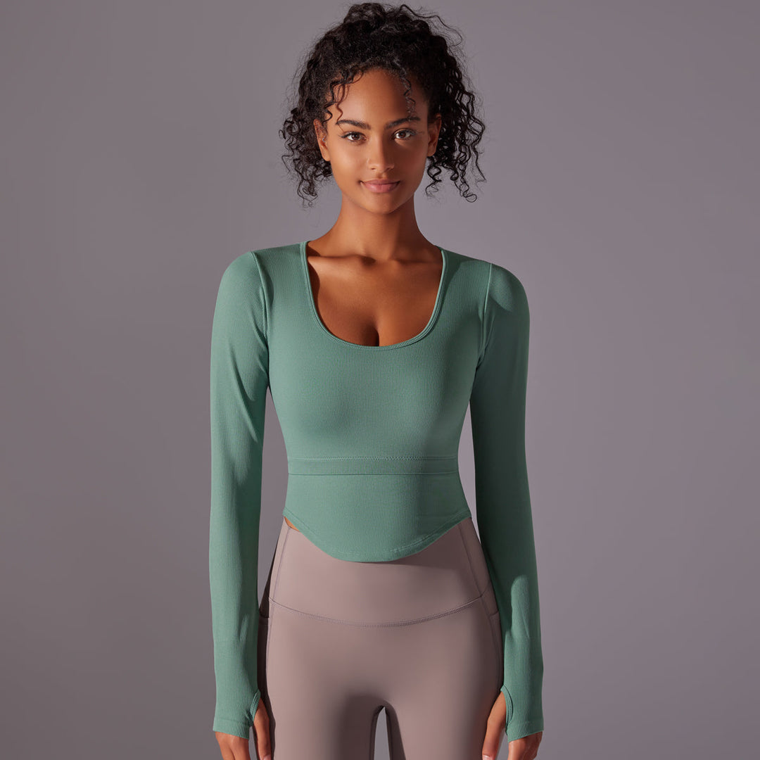 Ribbed Seamless Long Sleeve Workout Top
