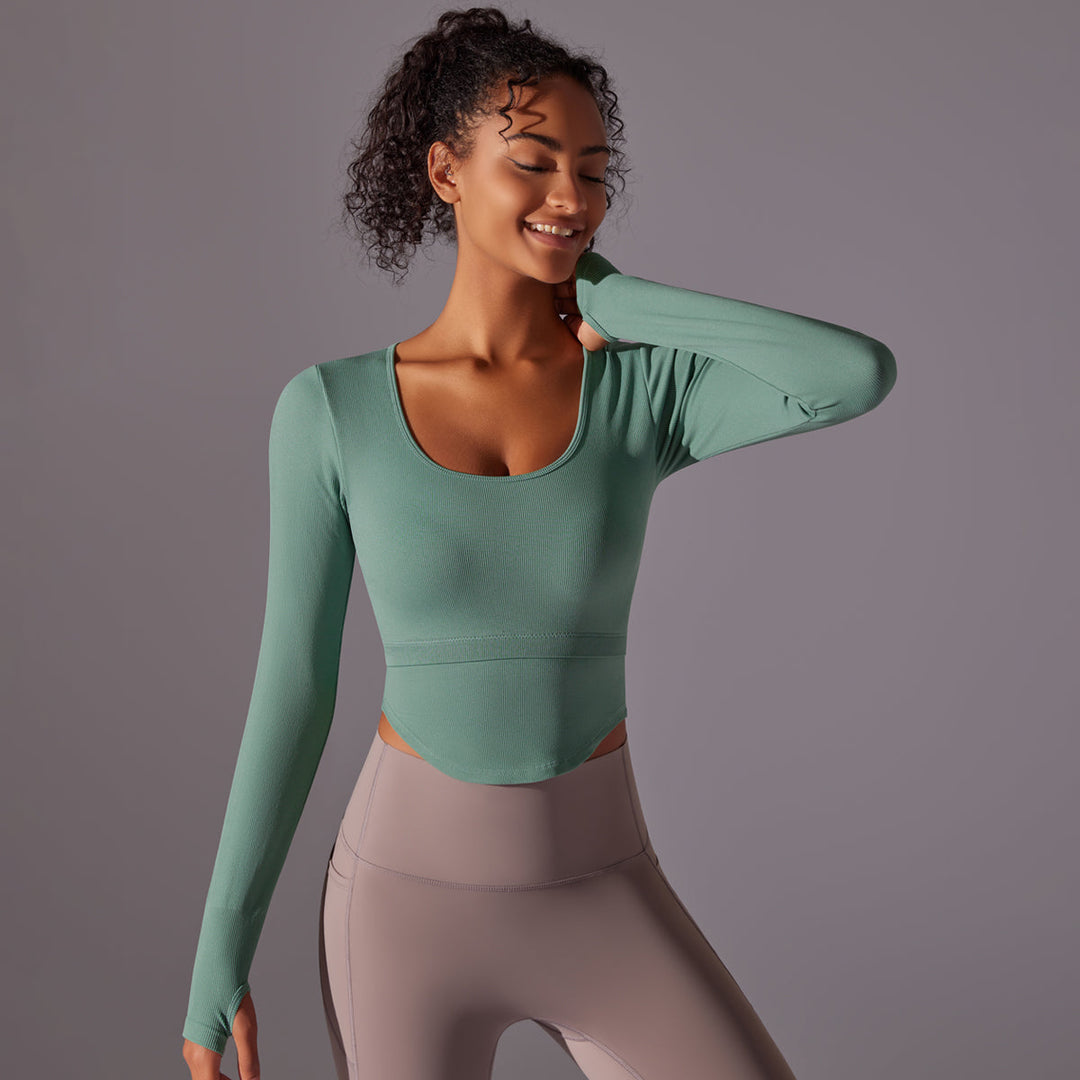 Ribbed Seamless Long Sleeve Workout Top