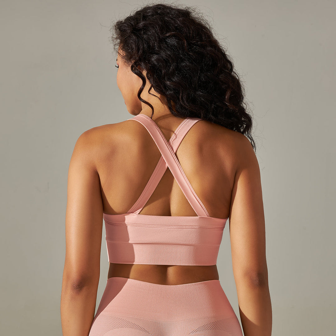 Seamless Cross-Back Sports Bra